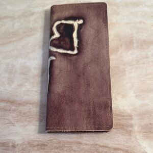 Brown Leather Wallet with Heart Design